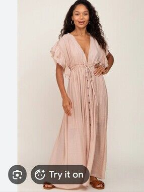0 Sweet Love Blush Maxi Dress with Tie Waist Small